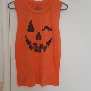 Pumpkin face orange tank top
